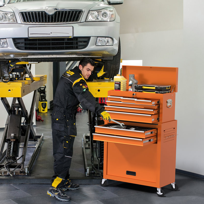 Coffre à roulettes inférieur 8 tiroirs Amatrudo, Orange