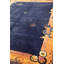 Tapis unique bleu marine / or / brun des années 30 de 9 pi 2 po x 12 pi 2 po Peking