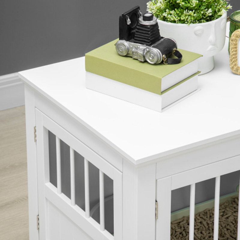 Table de bout pour chien avec triple porte, Blanc