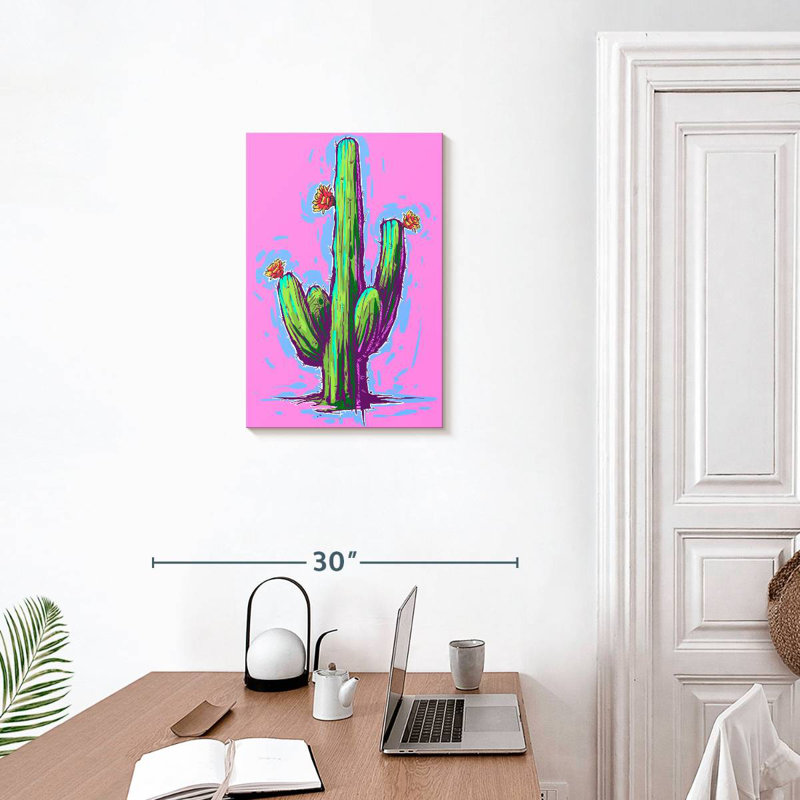 Harnek cactus sur rose vif, H 24 po x l 16 po