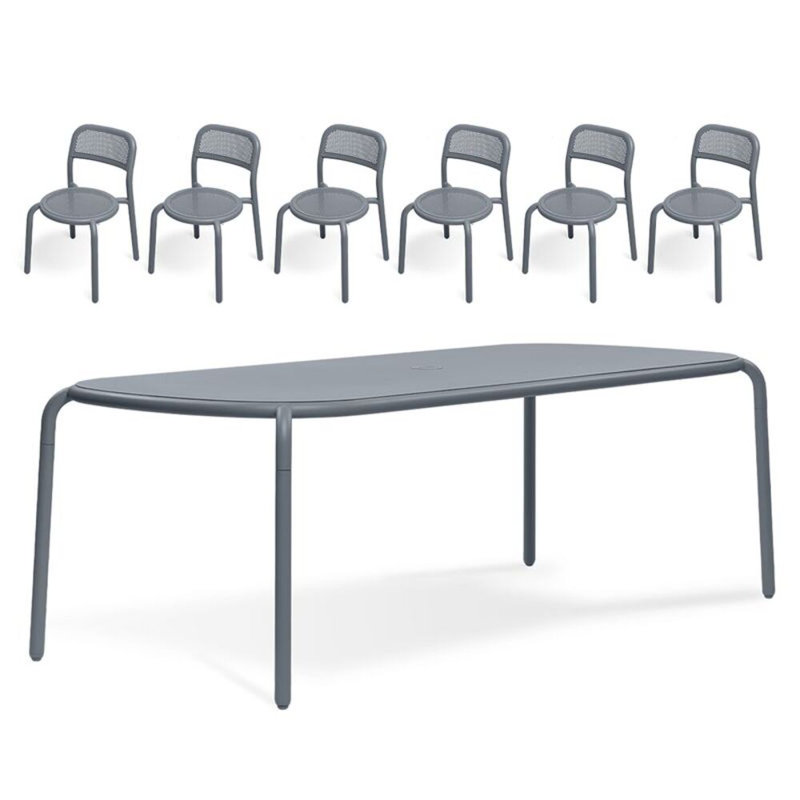 Toni Tablo Outdoor Dining Table Set With Chairs, Anthracite, 6