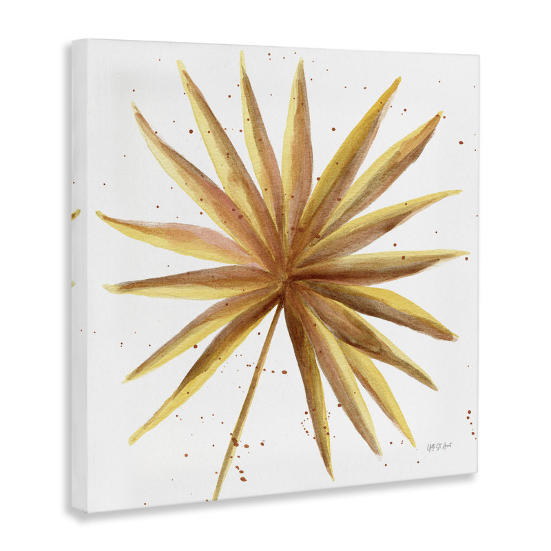 Art mural sur toile Golden Palm Frond par Yvette St. Amant, H 17 po x l 17 po