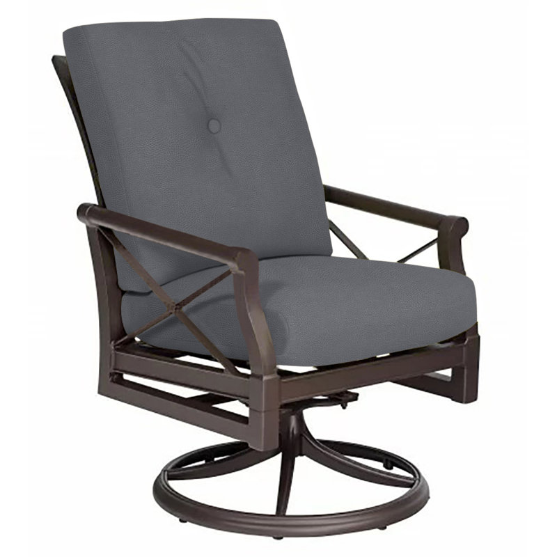 Andover Outdoor Rocker Chair, Chestnut Brown, Impact Vapor Gray Sunbrella®