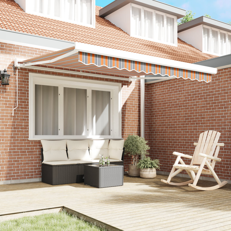 Awning, Orange/Grey/Anthracite Striped, 350 cm W x 250 cm D