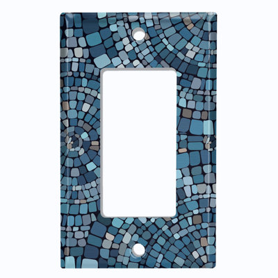 Couvercle de plaque d'interrupteur en métal; Fauteuil à bascule GFI 1 bande de taille standard des États-Unis - image imprimée d'un motif de carreaux bleus