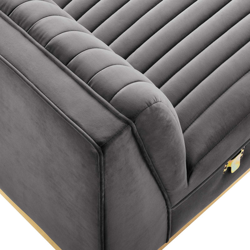 Fauteuil modulaire en velours Sanguine Channel, Velours gris