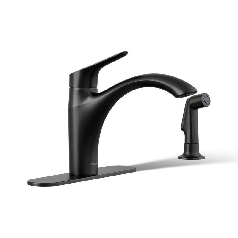 Rival Single-Handle Kitchen Sink Faucet With Side Sprayer, Matte Black