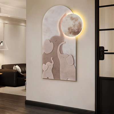 Arched LED 3D Acrylic Elephant Moon Wall Sculpture Art Decor Living Room Bedroom