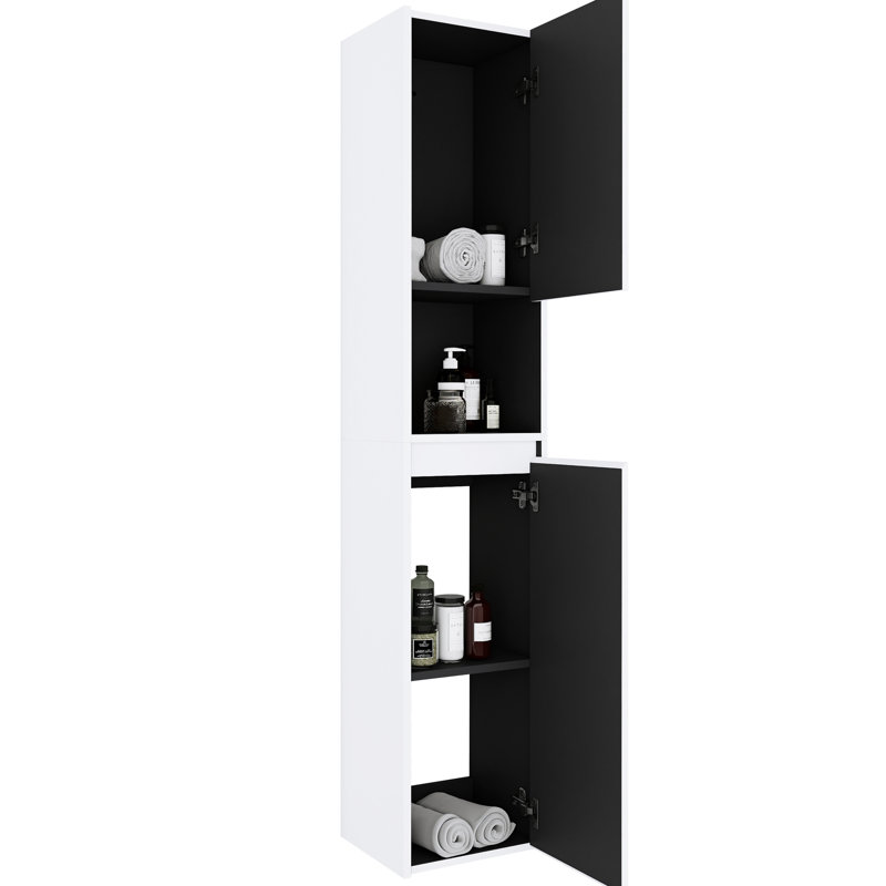 12" Bathroom Side Cabinet, Soft Close Doors, Float Mounting Design