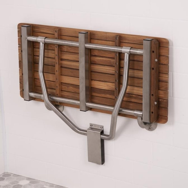 28" Premium Wall Mount Teak Shower Bench, 14" H x 28" W x 16" D