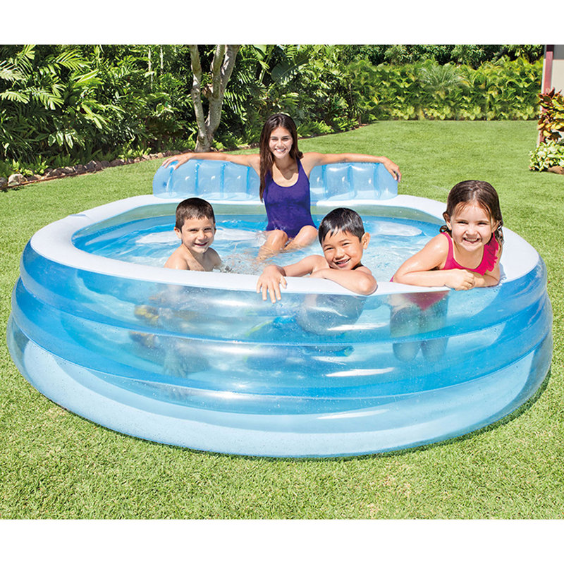 Intex Blue and White Inflatable Oval Family Pool with Bench