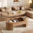 Coffee Table With Hydraulic Lift Mechanism, Hidden Compartment And Wavy Grooves Design-1498281060