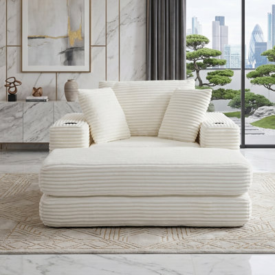 Fauteuil convertible surdimensionné en velours côtelé de 52,4 po de largeur