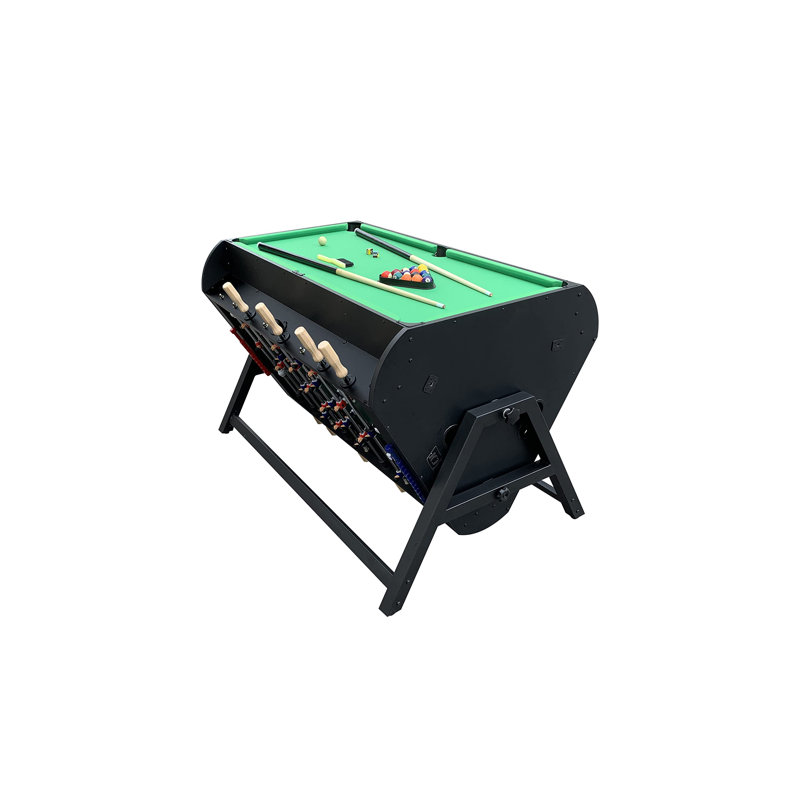 Triplex 55" Black and Wood 3-in-1 Rotating Game Table