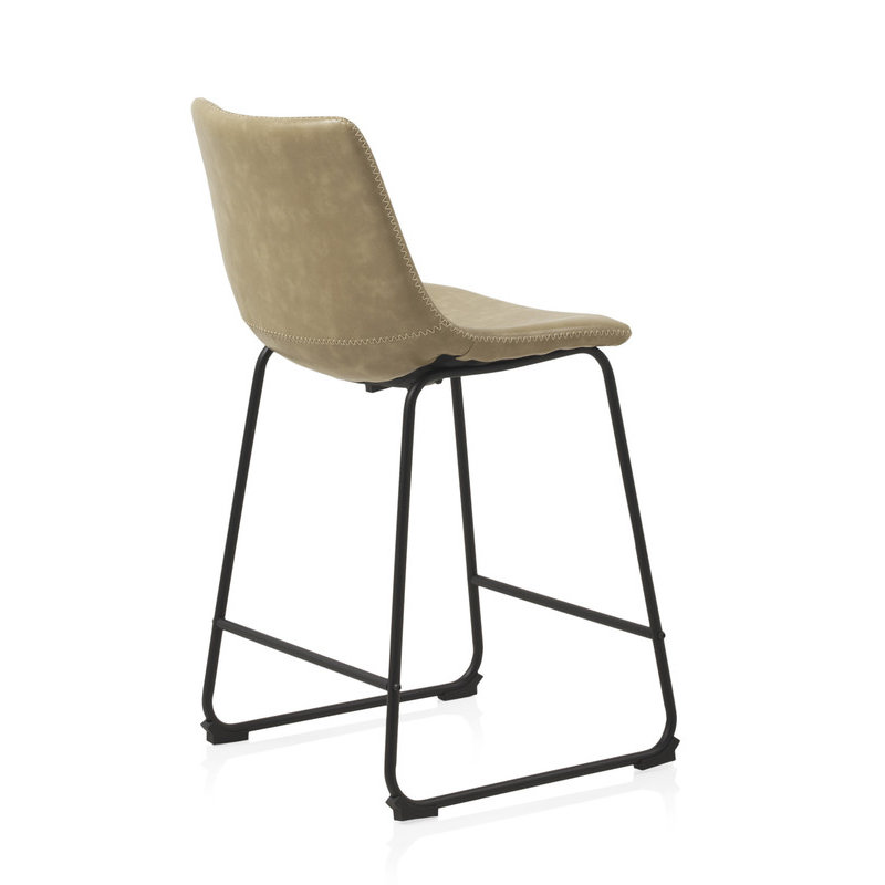Upholstered Counter Stool with Metal Frame, Khaki