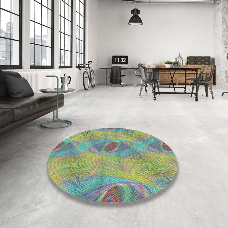 Tapis à motifs bleu / jaune, Round 7'