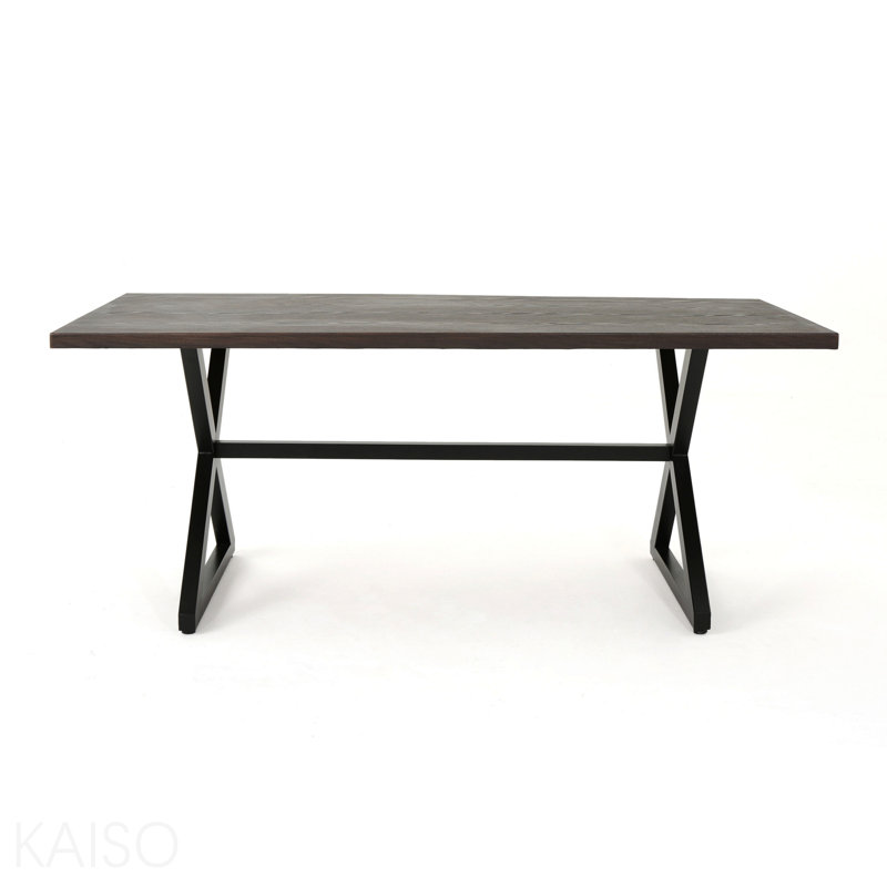 Table de salle à manger d'extérieur en aluminium avec structure en acier, brun / noir