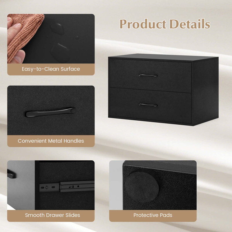  2-drawer Stackable Storage Organizer With Anti-topping Kits Stacking Drawer Chest