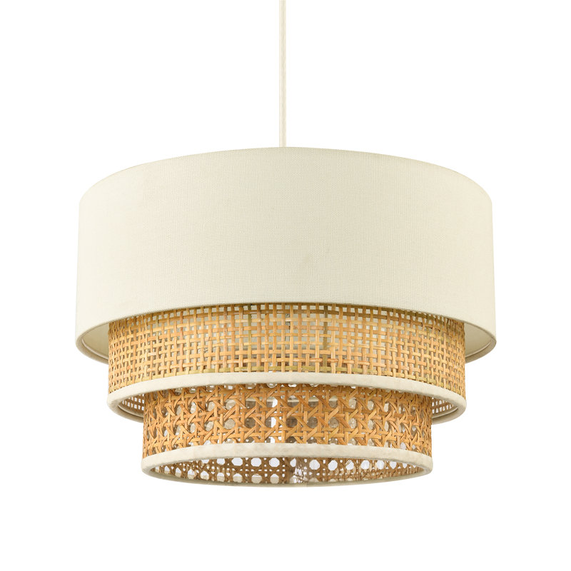 Contemporary Triple Tier And Natural Rattan Pendant Shade By Happy Homewares
