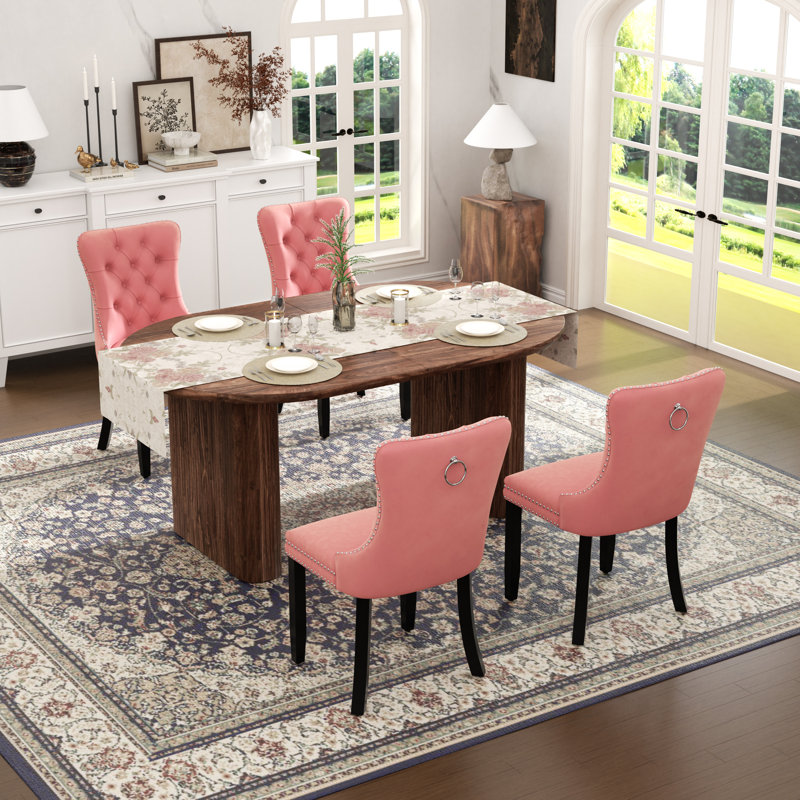  Table de salle à manger Farmhouse, table de salle à manger extensible rectangulaire avec chaise de salle à manger en velours capitonné