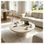 Table basse en fibre de verre en forme de champignon avec piédestal sculptural, beige et blanc