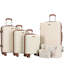 Ensemble de bagage 6 pièces, valise rigide de voyage en ABS avec serrure TSA, beige