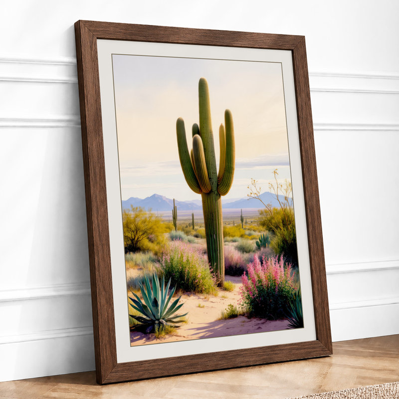 Desert Saguaro Coastal - Framed Print, A4 - 29.7 x 21.0 cm, Walnut