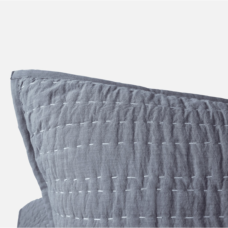 Channel Handstitched Organic Sham, Indigo Chambray