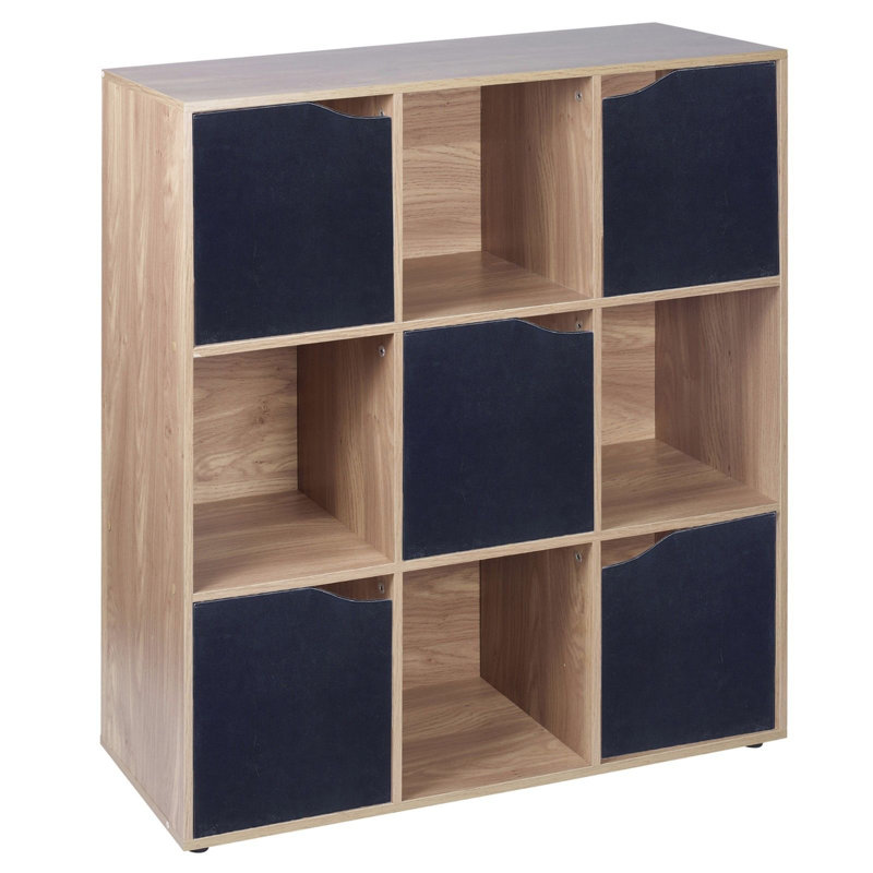 Swarna 90.5cm H x 89cm W Cube Bookcase, Oak/Black