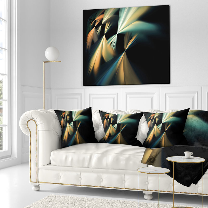 Motif de fractales abstraites flottantes - coussin abstrait imprimé, 16 po x 1 po, Coussin décoratif