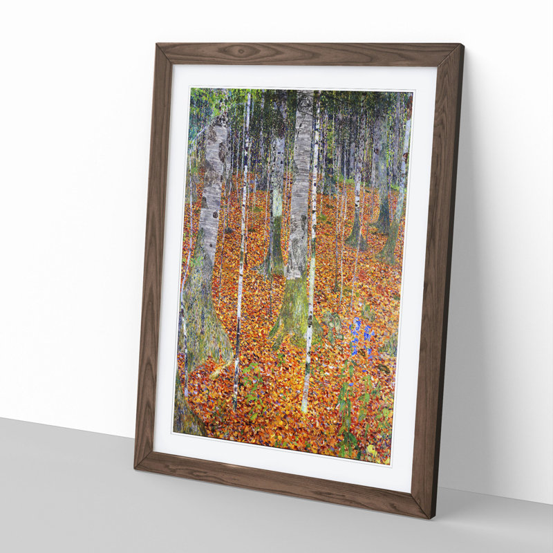 Birch Forest by Gustav Klimt - Picture Frame Painting, Walnut Framed, 36cm H x 27cm W x 2cm D