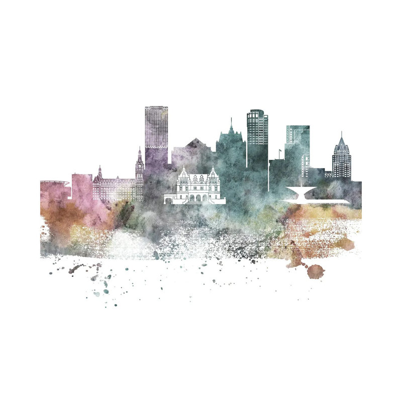Milwaukee Pastel Skylines - Wrapped Canvas Print, 30.48cm H x 45.72cm W
