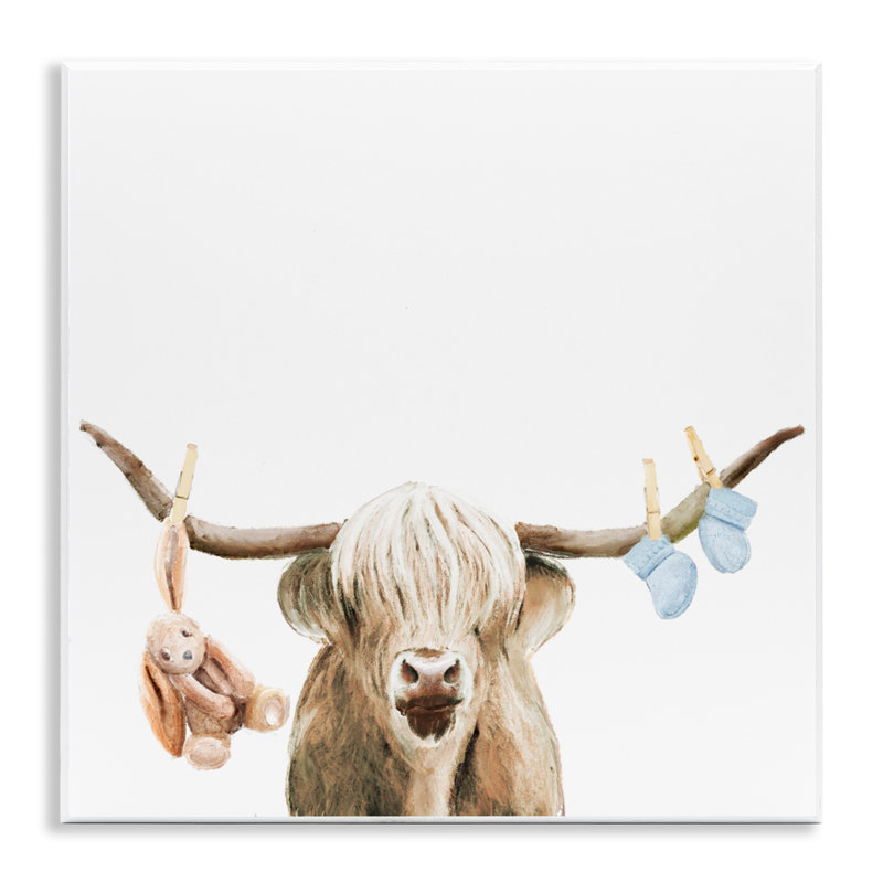 Plaque murale Highland Cow Baby Boy, design par Ali Lynne