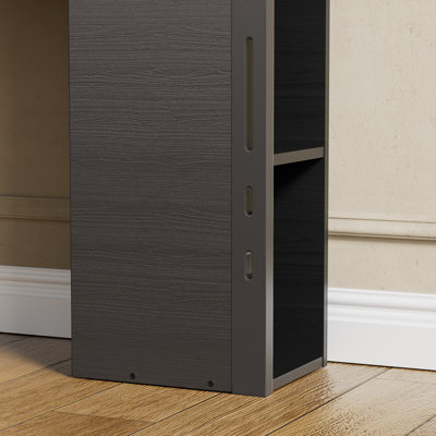 Queen Headboard, 62" Bookcase Headboard with Charging Station & LED Lights, Side Storage