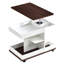 Table de bout réglable rotative à 360 ° avec plateau relevable, rangement latéral élégant, grande capacité, espace de vie et table supérieure, construction fonctionnelle, roues pivotantes verrouillables
