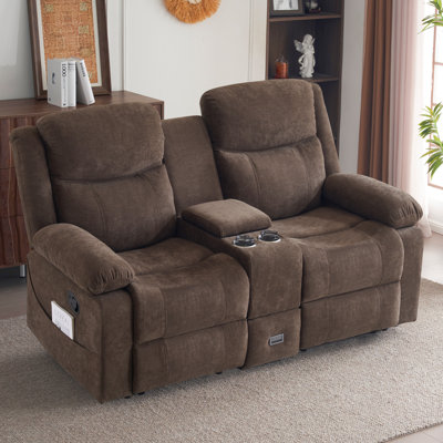 Loveseat Recliner Sofa-manual Reclining Loveseat With Console For Living Room,office,home Theater