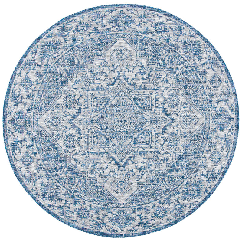 Sidrah Performance Oriental Indoor/Outdoor Area Rug, Round 6'7"