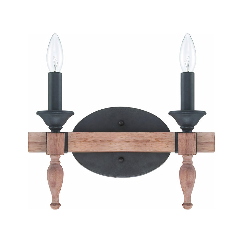 Luminaire de salle de bain à 2 lumières en bronze vieilli et chêne vieilli l 14 po Glenwood