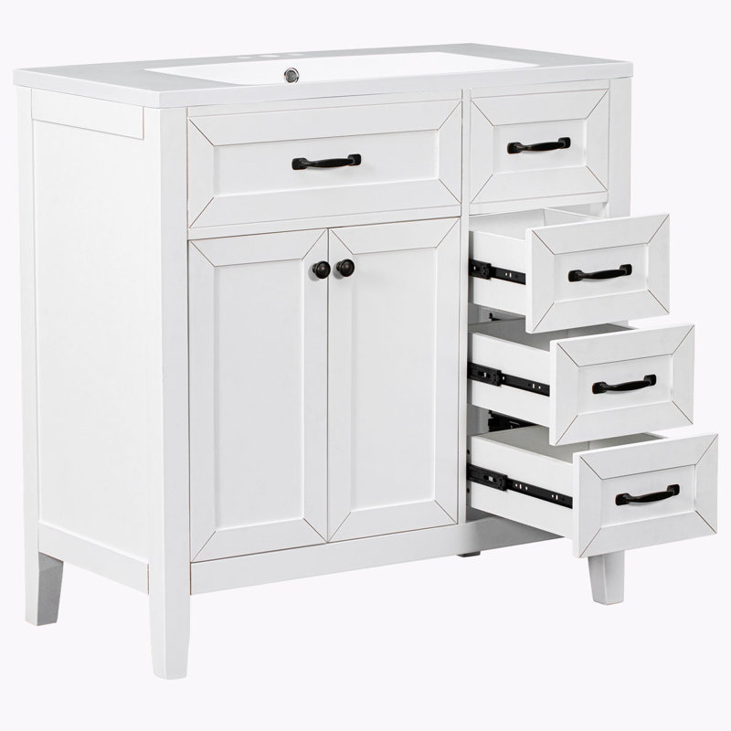 Meuble-lavabo avec lavabo pour la salle de bain, Blanc