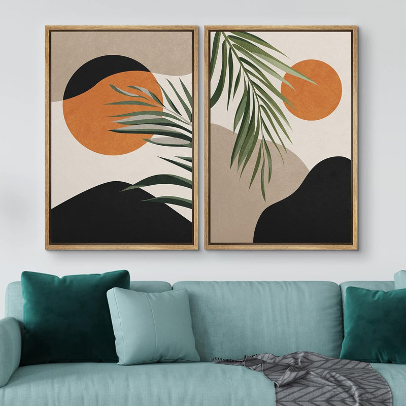 «Jungle Palm Leaf Landscape Nature», reproduction sur toile 2 pièces