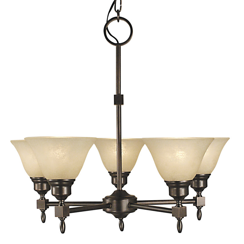 Lustre classique/traditionnel ombré 5 lumières Landgraf, Blanc, Nickel brossé
