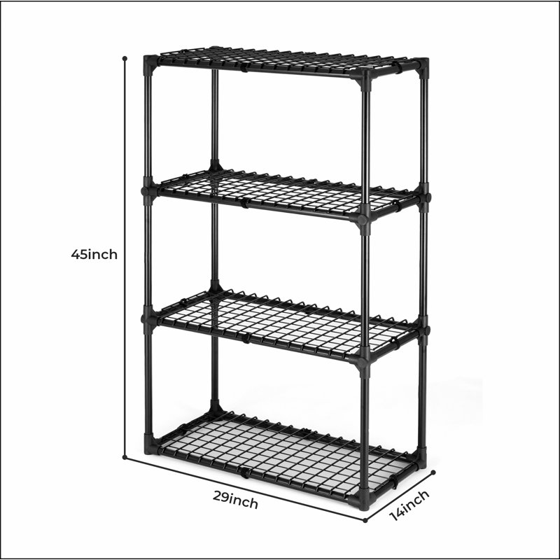 Versatile 4-Shelf Wire Rack with Protective Cover for Organized Storage, 45" H x 29" W x 14" D