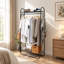 Portant à vêtements roulant robuste, portant en métal autoportant avec double tablette, garde-robe portable pour chambre