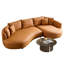 Canapé modulaire en cuir courbé de 128 po avec méridienne et 7 coussins-1191290806-1191290804