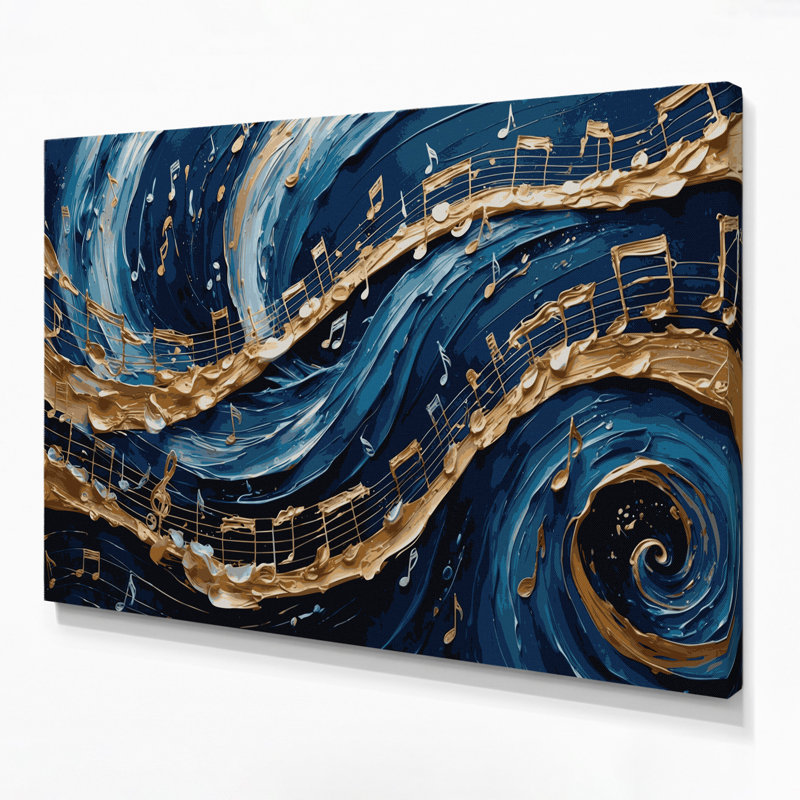 Music Zither Blue Canvas Wall Art, 20" H x 24" W