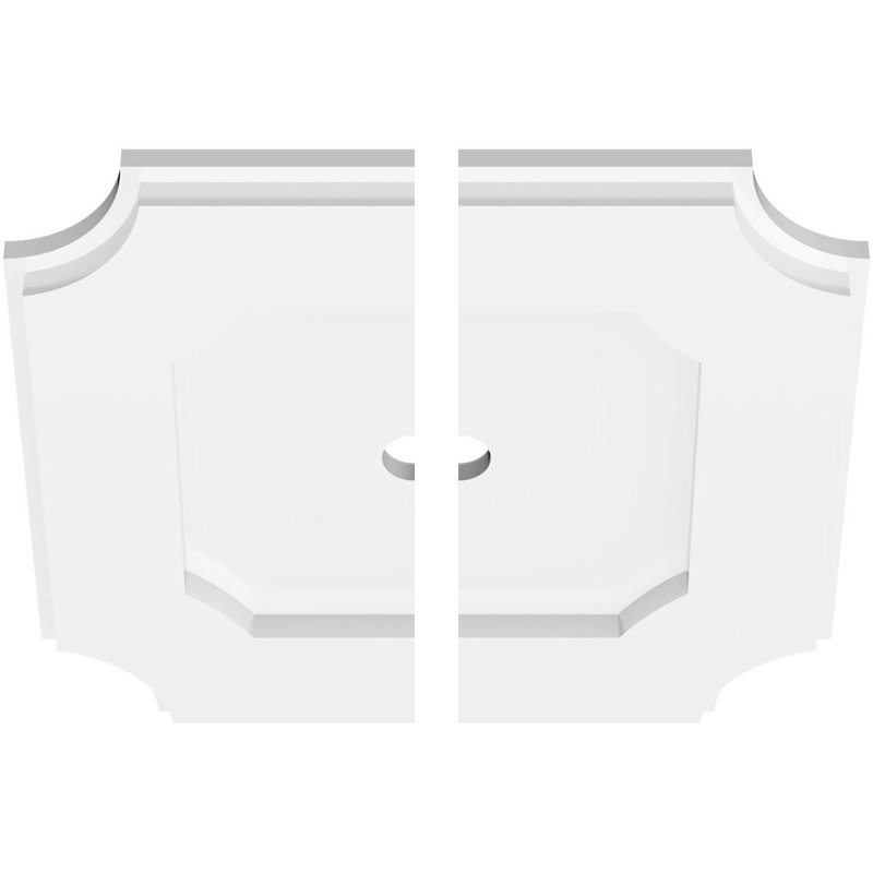 12"OD x 1"ID x 7"C x 1"P Locke Architectural Grade PVC Contemporary Ceiling Medallion, Two Piece, 1" H x 12" W x 12" D