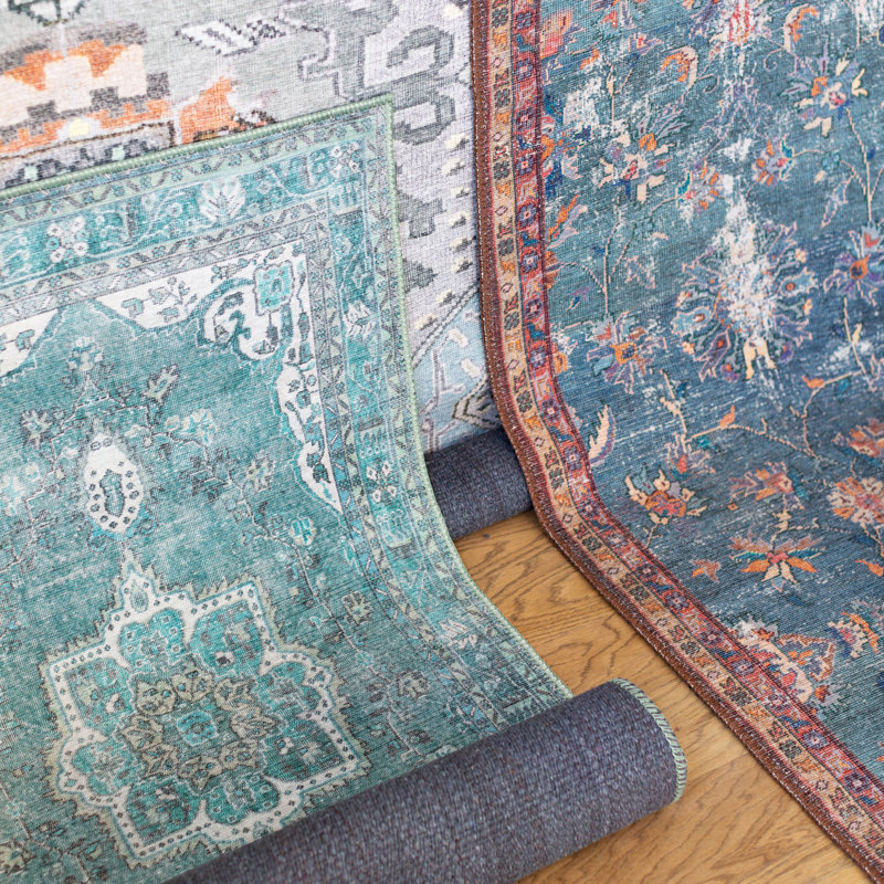 Tapis oriental en polyester tissé à la machine Grubb, Rectangle 7'6" x 10'