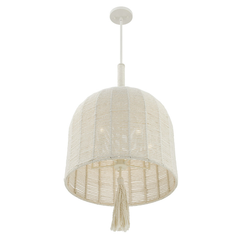 Lunara 3-Light Pendant in Cotton by Breegan Jane, 33"H x 20"W, 5