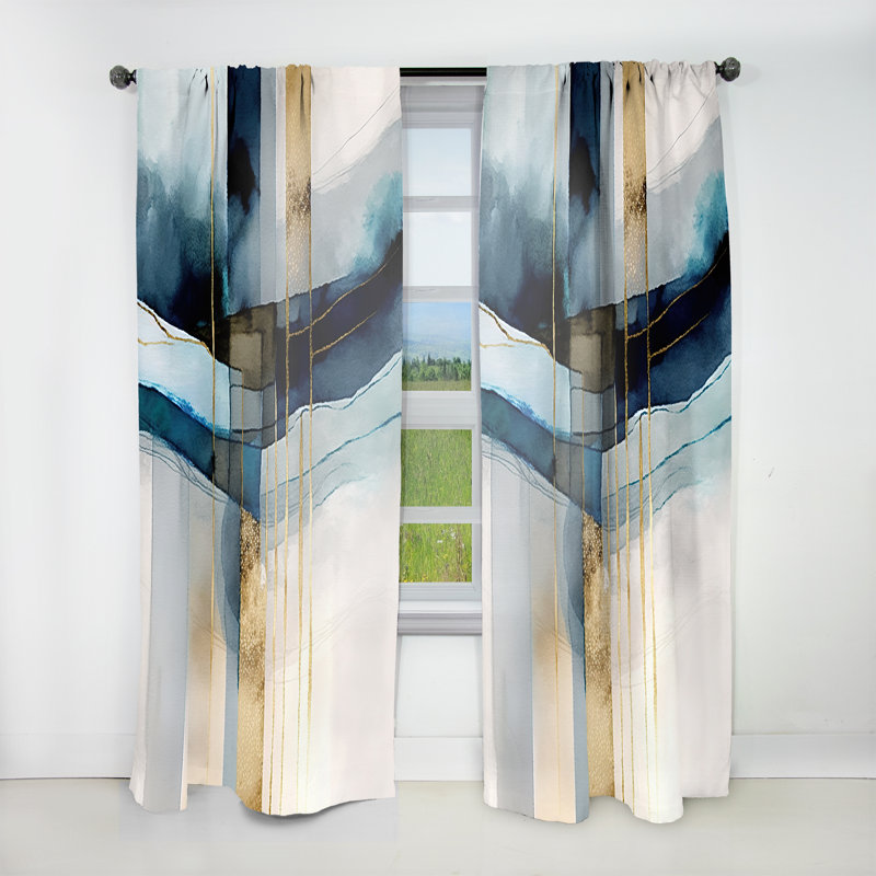 Barbonne - Abstract Transitional Modern Shapes V - Shapes Curtain - Velvet Room Darkening - 1 panel, 52" W x 84" L