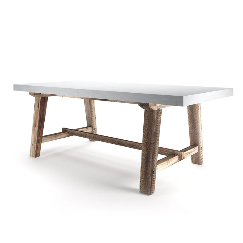 Table de salle à manger Partlow avec plateau en béton et base en bois